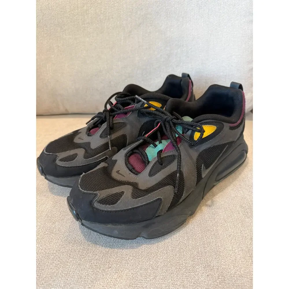 Nike Air Max 200‎ Running Shoes Black Anthracite Bordeaux AQ2568-001 SZ 10